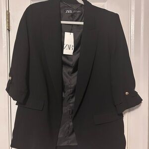 Zara Black Tailored Blazer with Notched Lapels